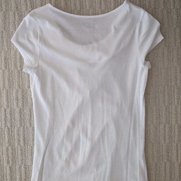 Ann Taylor LOFT white top with rosette detail - Picture 10 of 13